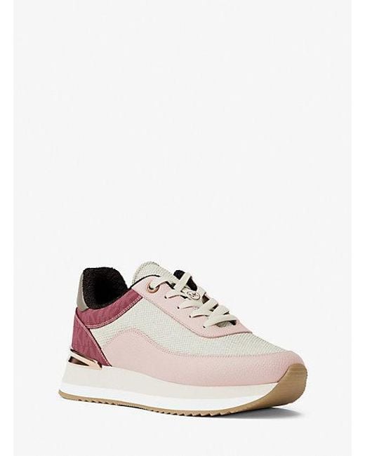 Michael Kors White Hattie Mixed-Media Trainer