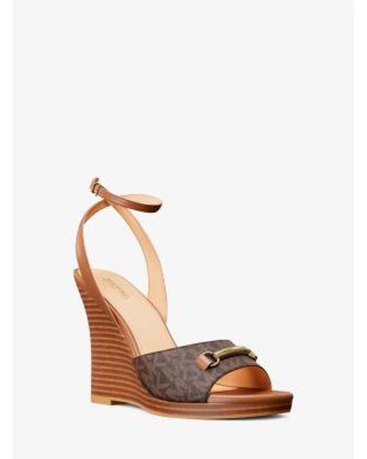 Michael Kors White Carson Signature Logo Wedge Sandal