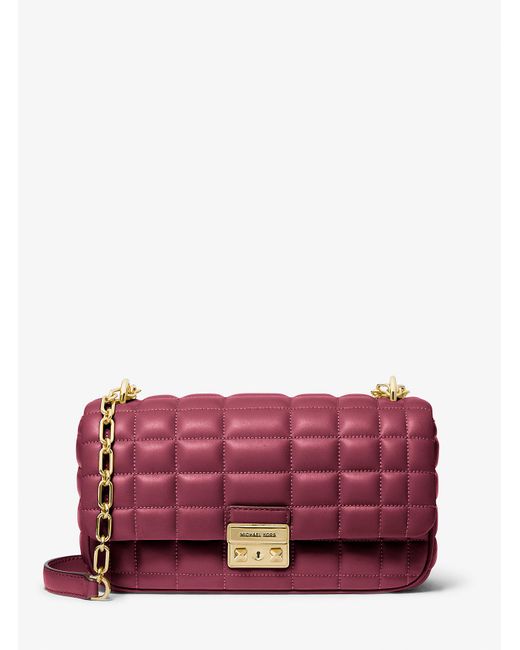MICHAEL Michael Kors Purple Mk Tribeca Large Quilted Leather Shoulder Bag