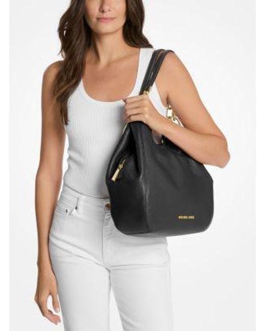 MICHAEL Michael Kors Black Mk Lillie Large Pebbled Leather Shoulder Bag