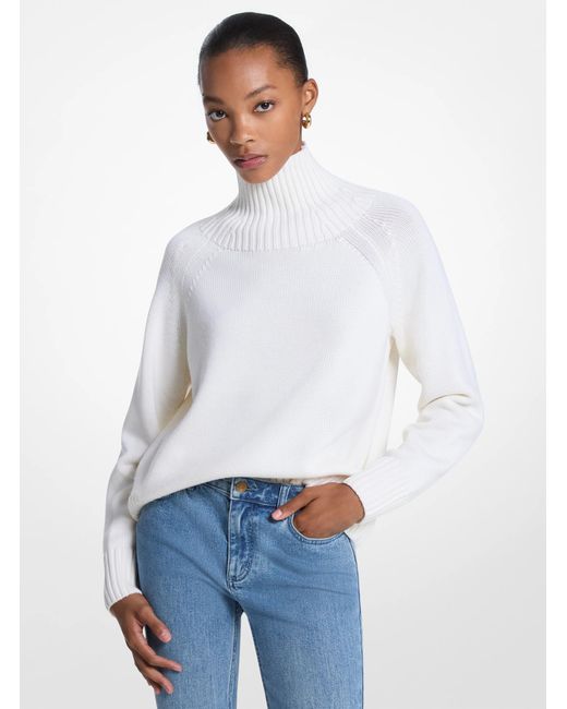 MICHAEL Michael Kors White Mk Wool Polo Neck Jumper