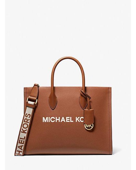 Michael Kors Brown Mirella Medium Pebbled Leather Tote Bag