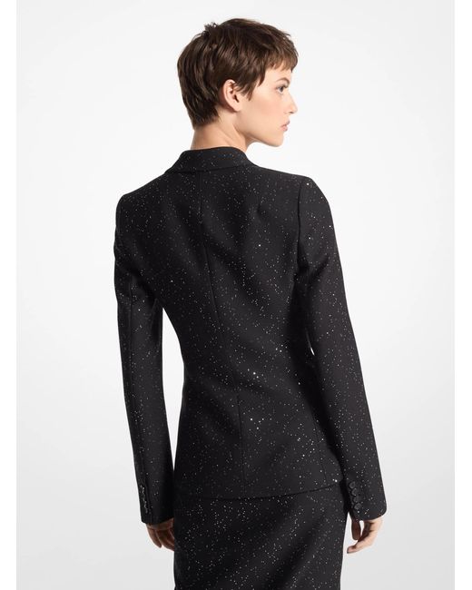 Michael Kors Black Sequin Wool Blazer