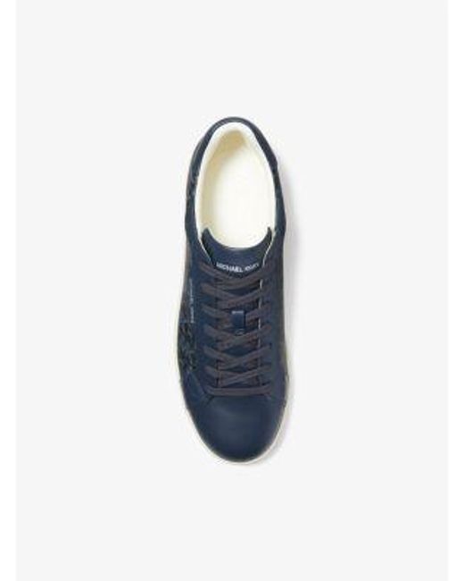 Michael Kors Blue Keating Empire Signature Logo And Leather Sneaker for men