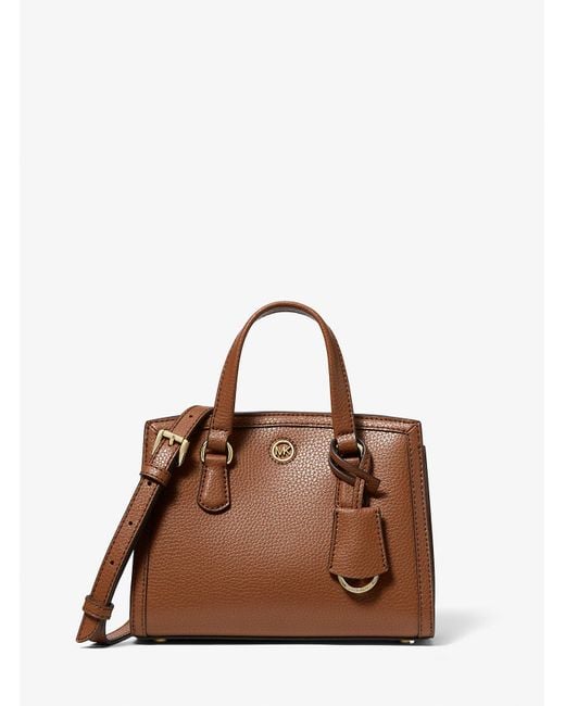 MICHAEL Michael Kors Brown Mk Chantal Extra-Small Pebbled Leather Messenger Bag