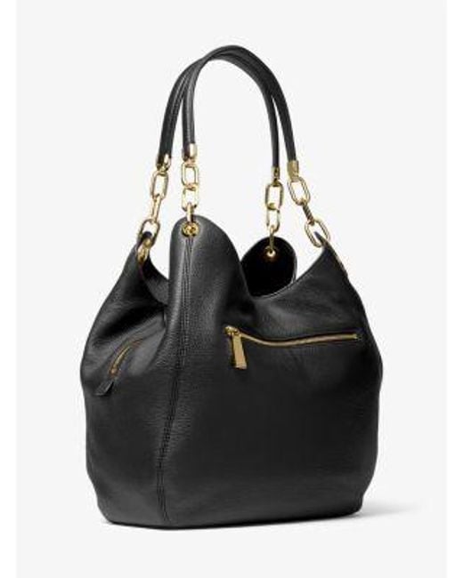 MICHAEL Michael Kors Black Mk Lillie Large Pebbled Leather Shoulder Bag