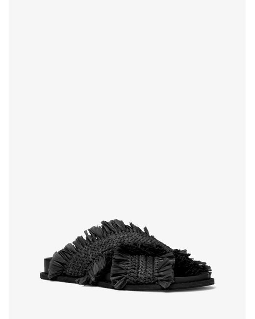 MICHAEL Michael Kors Black Mk Peyton Fringe Crocheted Sandal
