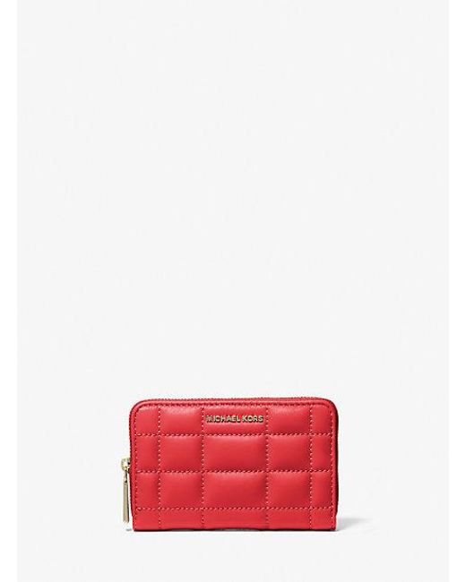 Michael Kors Red Mk Small Quilted Leather Wallet