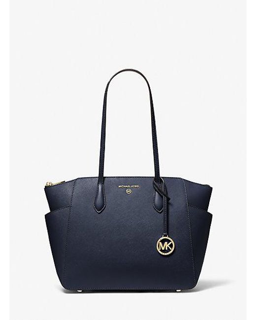 Michael Kors Blue Marilyn Medium Saffiano Leather Tote Bag