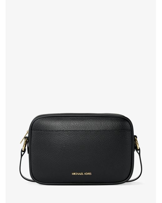 Michael Kors Outlet Black Mk Jet Set Pebbled Leather Camera Crossbody Bag