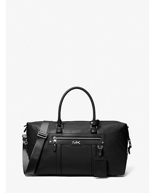 Michael Kors Black Mk Varick Leather Duffel Bag for men