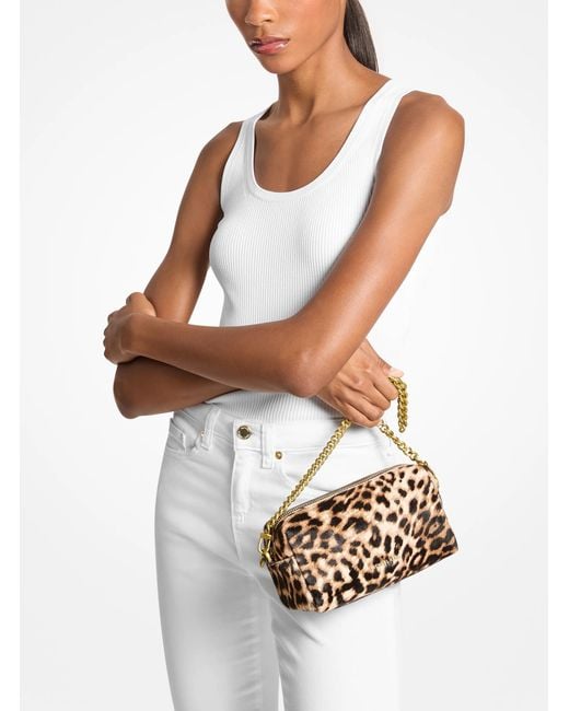MICHAEL Michael Kors Brown Mk Bryant Small Leopard Print Calf Hair Convertible Crossbody Bag