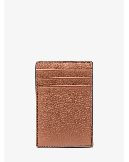 Michael Kors White Mk Hudson Pebbled Leather Card Case for men