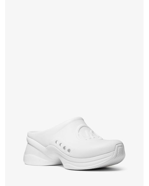 Michael Kors Wiley Logo Perforated Rubber Clog in White | Lyst