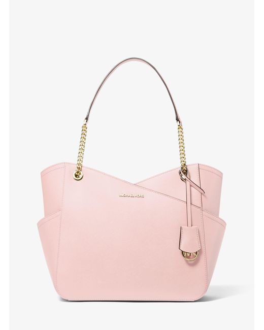 Michael Kors Jet Set Large Saffiano Leather Shoulder Bag in Powder Blush  (Pink) | Lyst