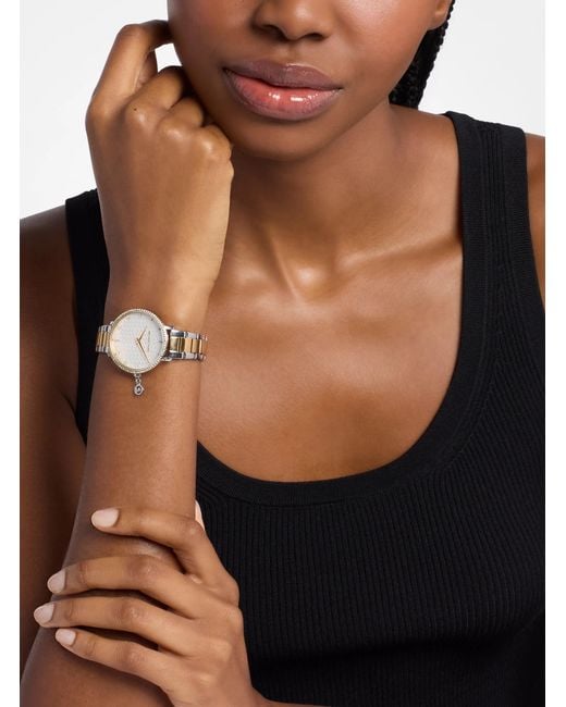 Michael Kors Metallic Mini Pyper Pavé Two-Tone Watch