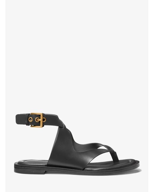 Michael Kors Black Mk Irene Leather Wrap Sandal