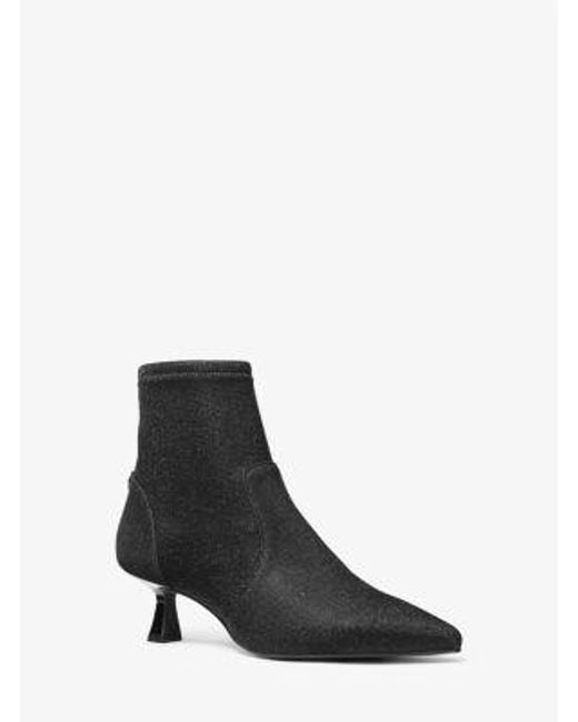 Michael Kors White Amali Glitter Chain-Mesh Kitten Boot