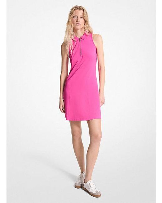 Michael Kors Pink Golf Stretch Knit Zip-up Polo Dress