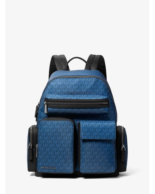 Michael Kors Blue Mk Brooklyn Medium Printed Signature Logo Cargo Backpack for men