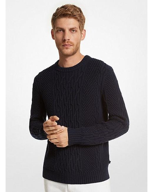Pull en tricot torsade Michael Kors pour homme en coloris Bleu Lyst