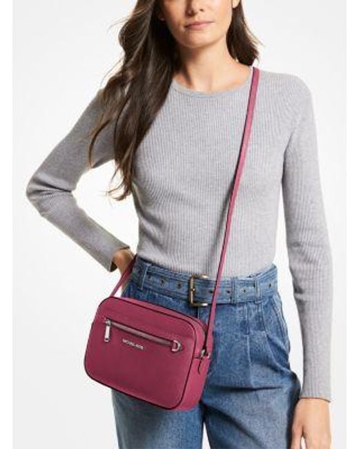 Michael Kors Purple Jet Set Large Saffiano Leather Crossbody Bag