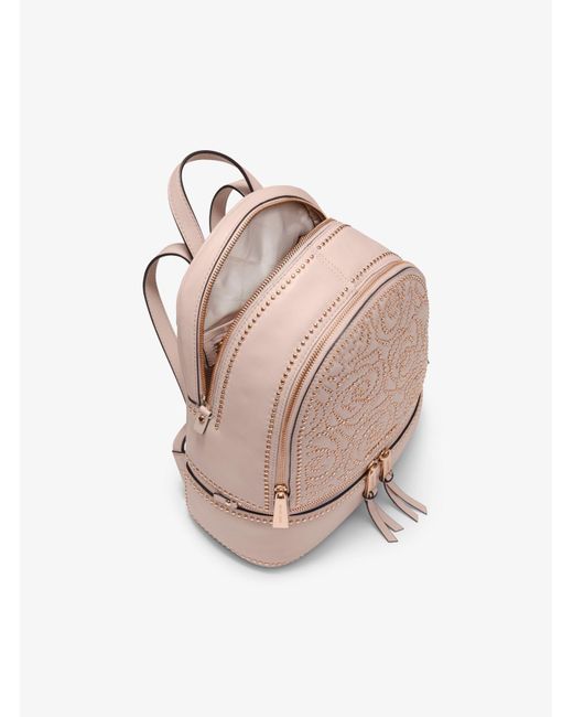 Michael Kors Mk Rhea Medium Rose Studded Leather Backpack in  display picture 3