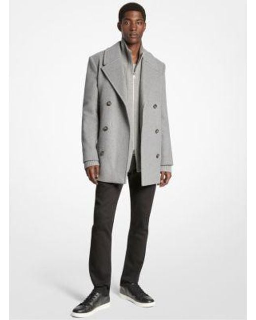 Michael Kors Gray Mk Wool Blend Peacoat for men