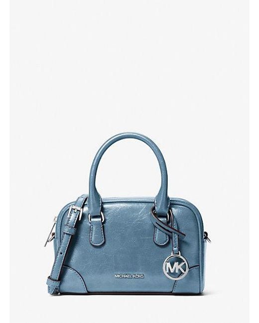 Michael Kors Blue Thompson Extra-Small Distressed Convertible Satchel