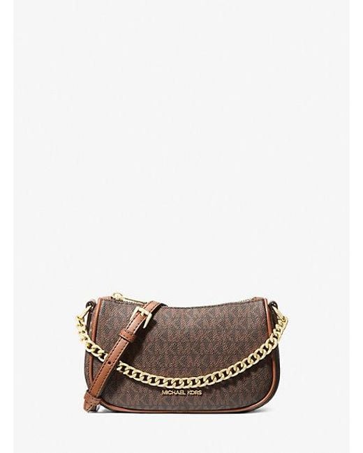 Michael Kors Brown Carmela Small Signature Logo Convertible Crossbody Bag