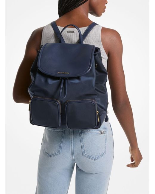 Michael Kors Blue Mk Cara Large Nylon Backpack