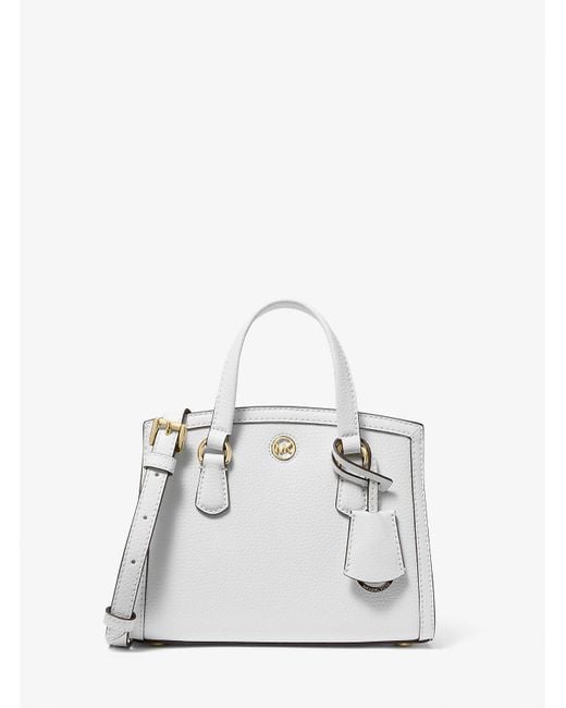 MICHAEL Michael Kors White Mk Chantal Extra-Small Pebbled Leather Messenger Bag
