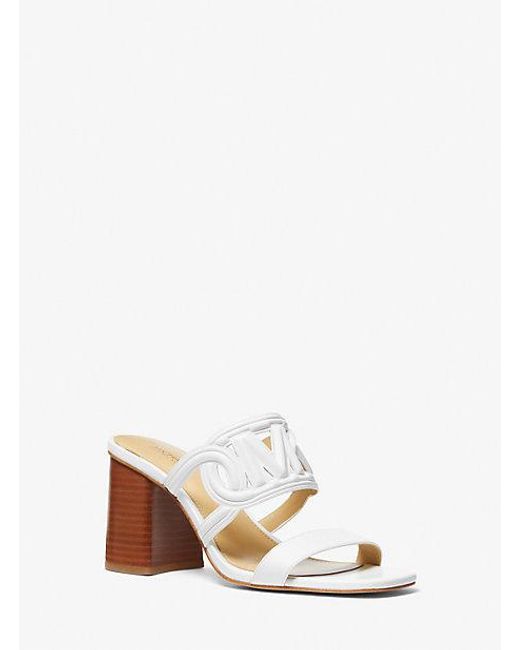 Michael Kors White Alma Leather Sandal