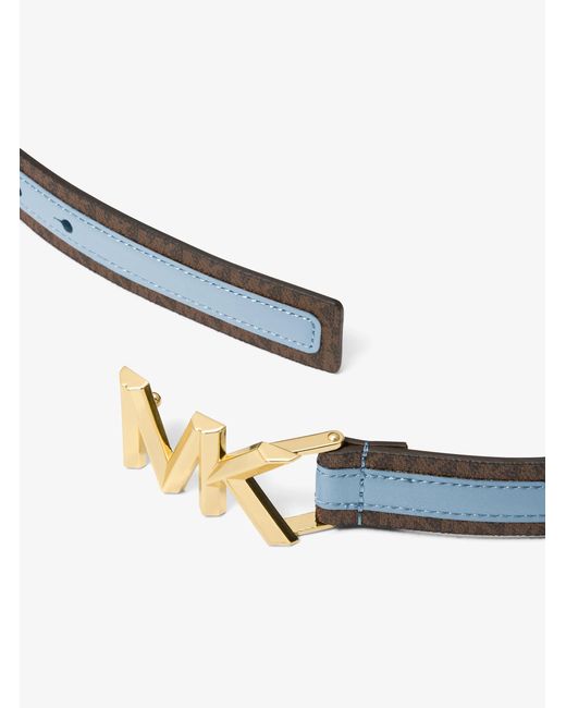 MICHAEL Michael Kors Blue Mk Signature Logo And Leather Belt