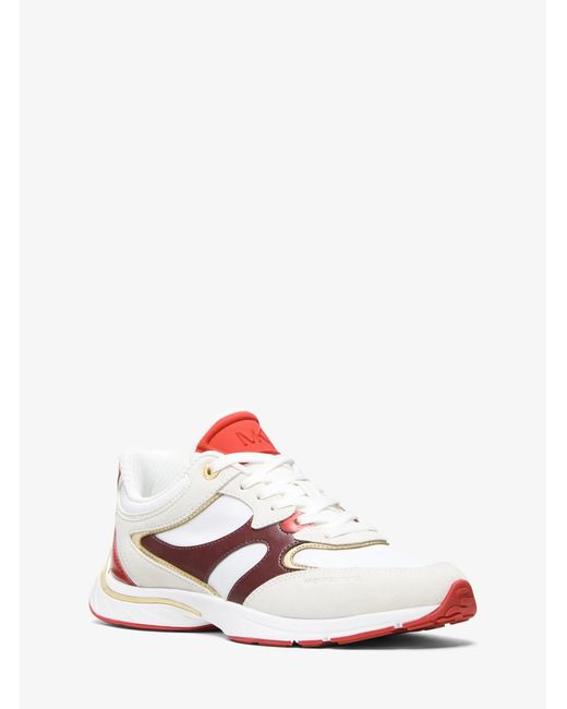 MICHAEL Michael Kors White Mk Riley Mixed-Media Trainer