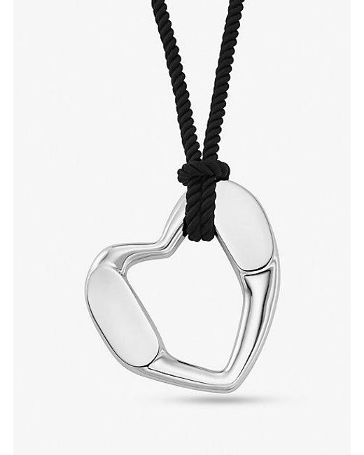 Michael Kors White Precious Metal-plated Brass Heart Necklace