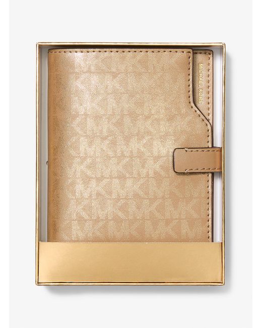 Mk Porte-Passeport Jet Set Métallisé À Logo Signature MICHAEL Michael Kors en coloris Natural