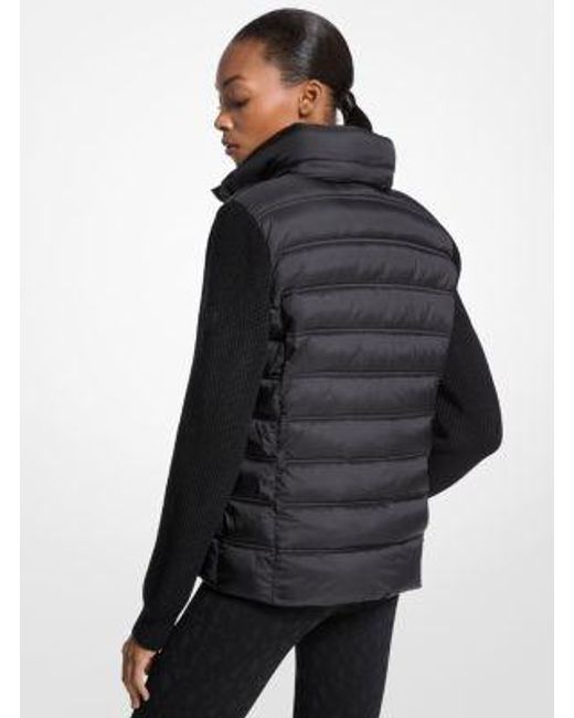 Michael Kors Black Quilted Nylon And Knit Jacket