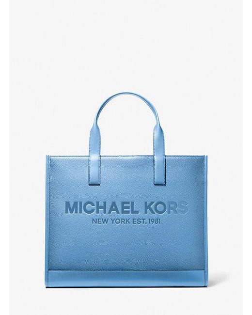 Michael Kors Blue Cooper Logo Embossed Pebbled Leather Tote Bag for men