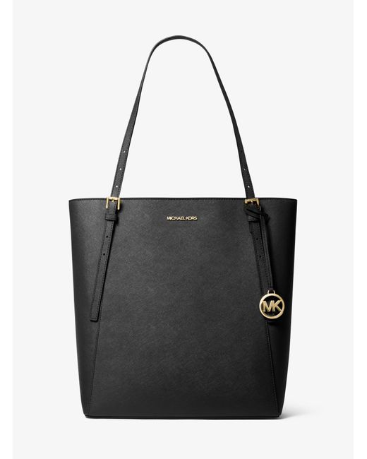 Michael Kors Megan Large Saffiano Leather Tote in Black | Lyst