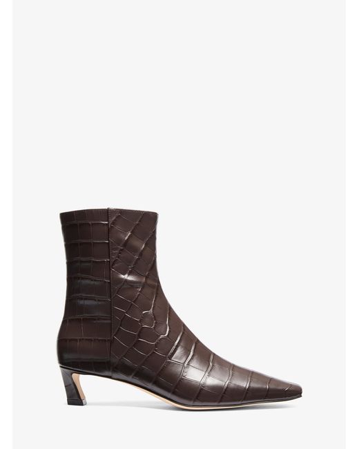 MICHAEL Michael Kors White Cosmo Crocodile Embossed Leather Kitten Boot