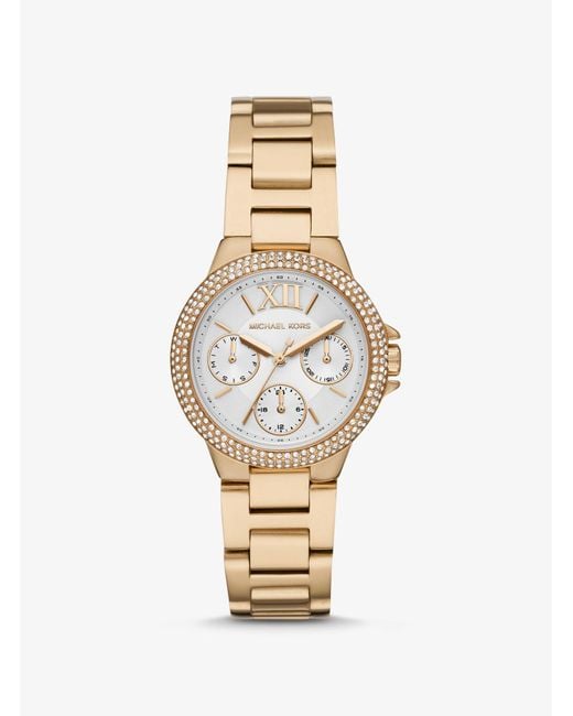 Michael Kors Camille Pavé Bracelet Watch in Gold Tone,White (Metallic ...