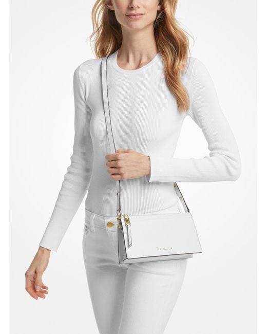 MICHAEL Michael Kors White Mk Empire Large Leather Convertible Crossbody Bag