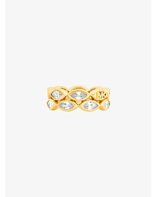 Michael Kors White Marquise Cut Cubic Zirconia Tennis Ring