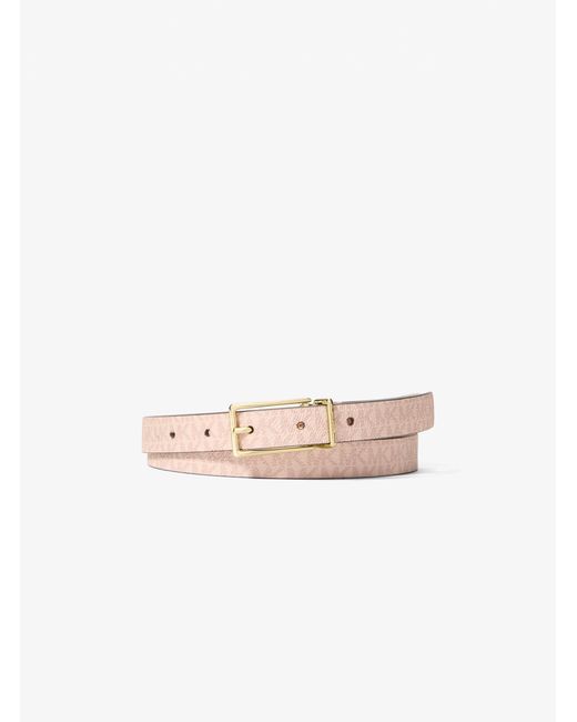 MICHAEL Michael Kors White Mk Reversible Signature Logo And Leather Belt