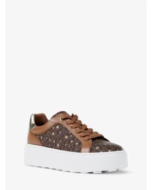 Michael Kors Brown Romey Printed Signature Logo Sneaker