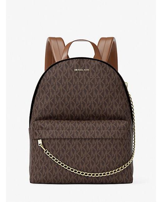 Michael Kors Brown Slater Medium Signature Logo Backpack