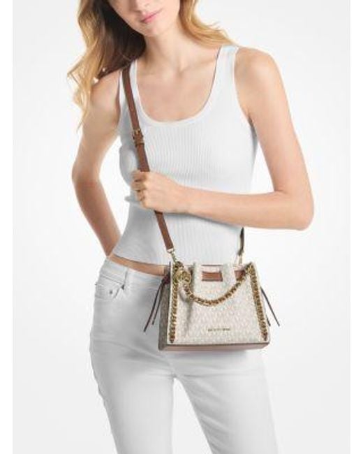 Michael Kors Mina Small Signature Logo Chain Crossbody Bag in