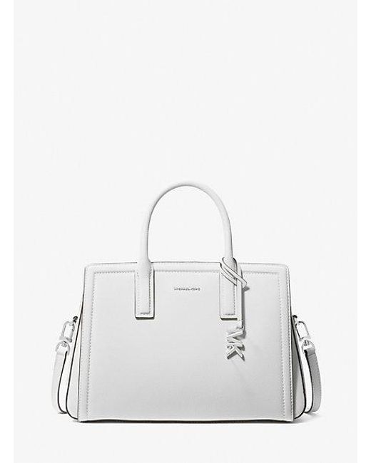 Michael Kors White Laila Medium Leather Satchel