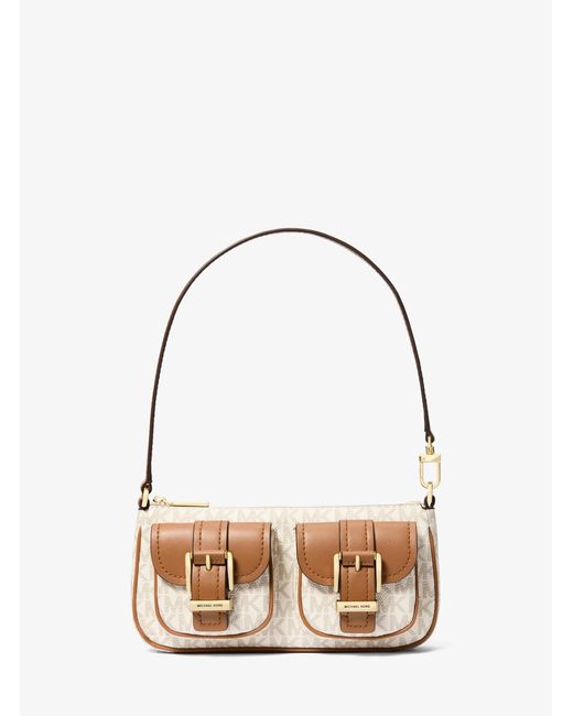 MICHAEL Michael Kors Metallic Michael Kors Zoe Small Signature Logo Pochette